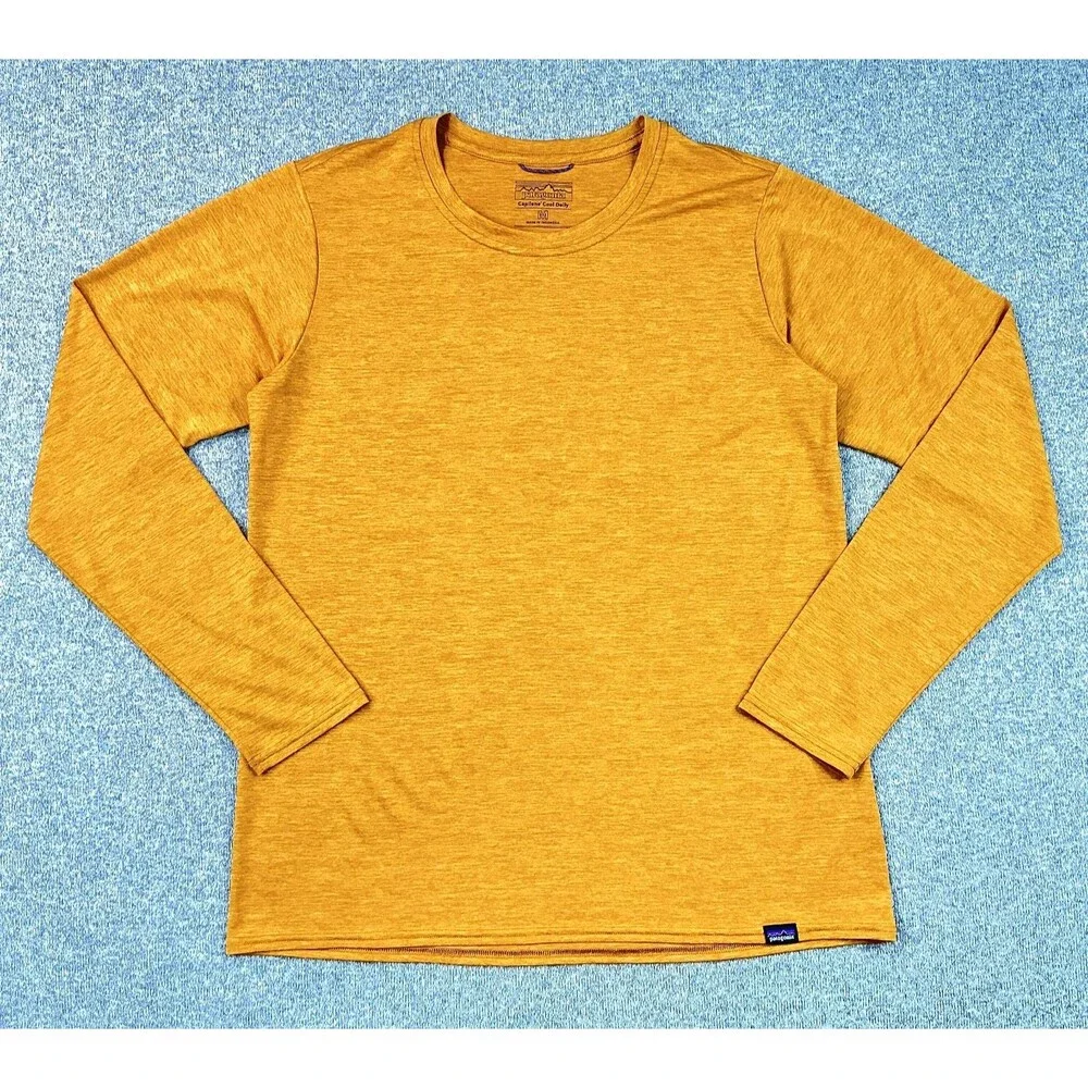 Patagonia Capilene Cool Daily Base Layer Shirt Womens M Yellow Heather L/S Hike - Picture 2 of 7